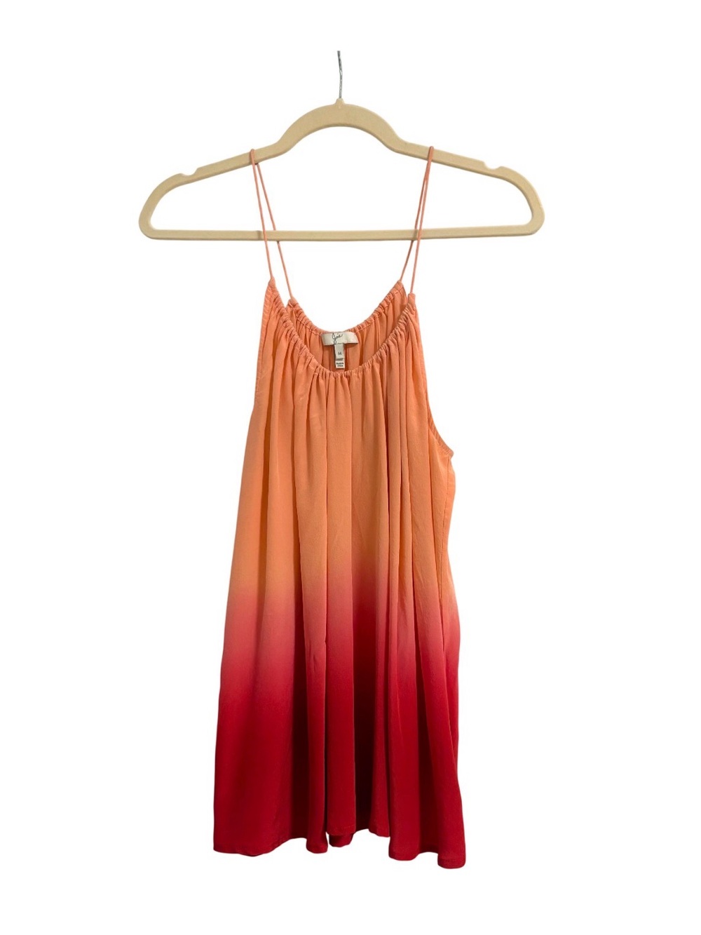 Women's Silk Ombre Spaghetti-Strap Swing Tank Top - Peach to Red
